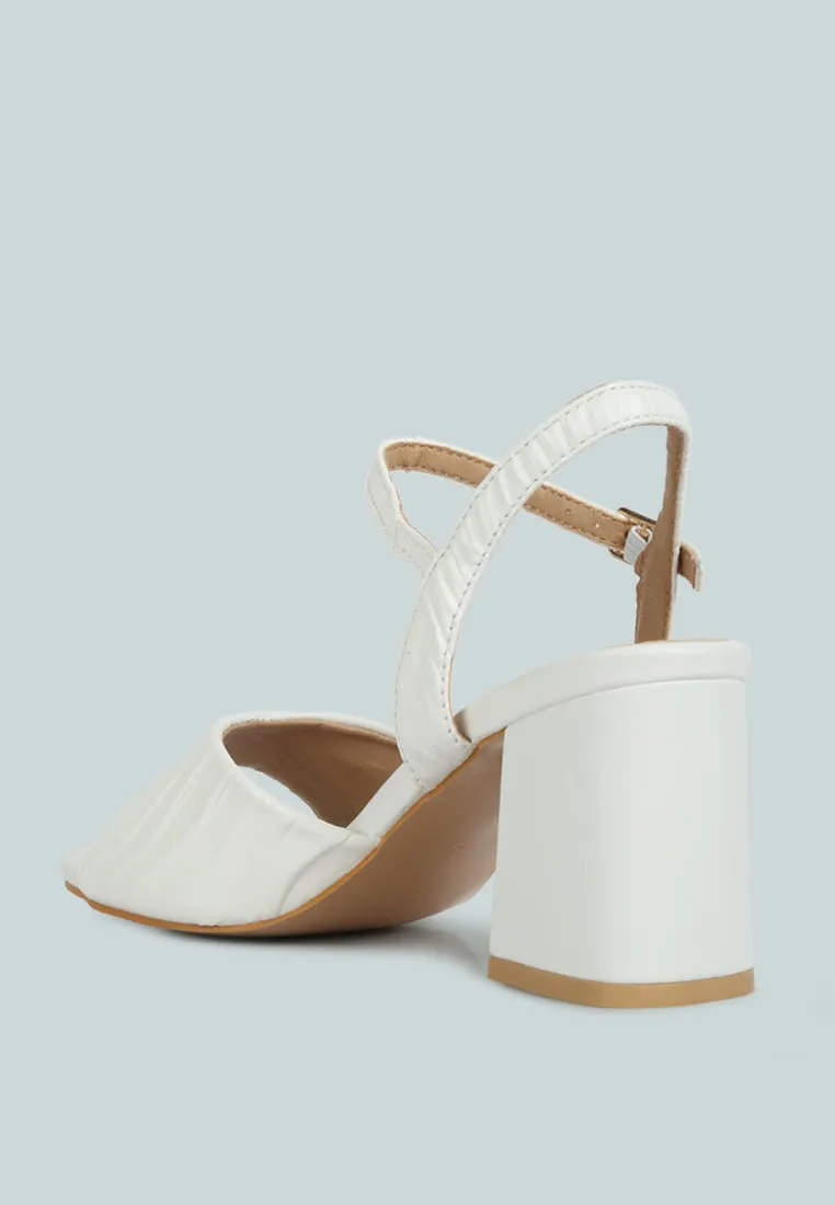 Nicholas Pleated Strap Block Heel Sandals