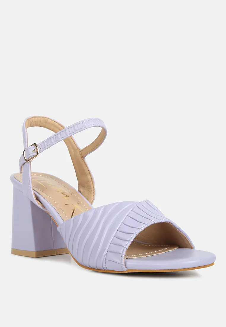 Nicholas Pleated Strap Block Heel Sandals