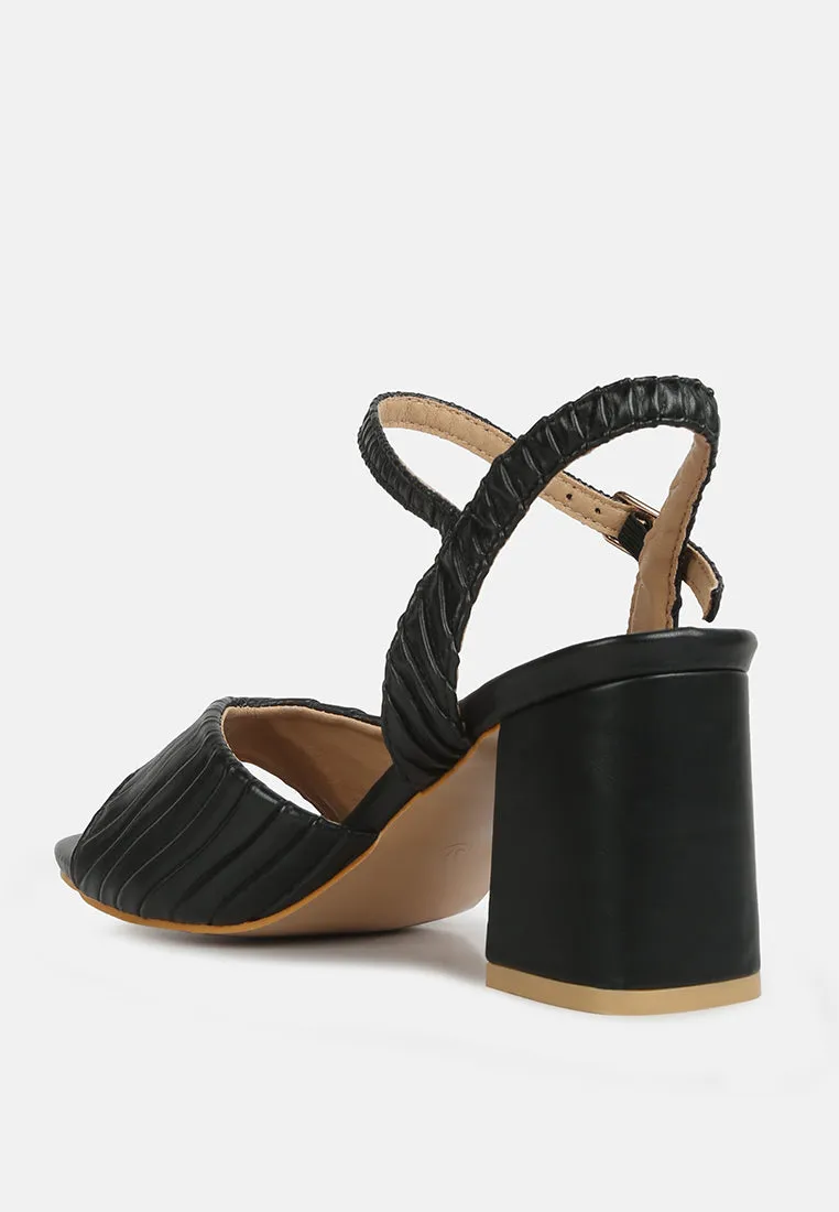 Nicholas Pleated Strap Block Heel Sandals