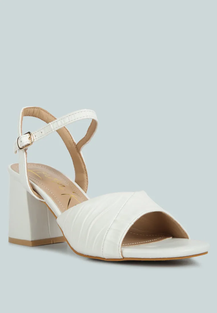 Nicholas Pleated Strap Block Heel Sandals