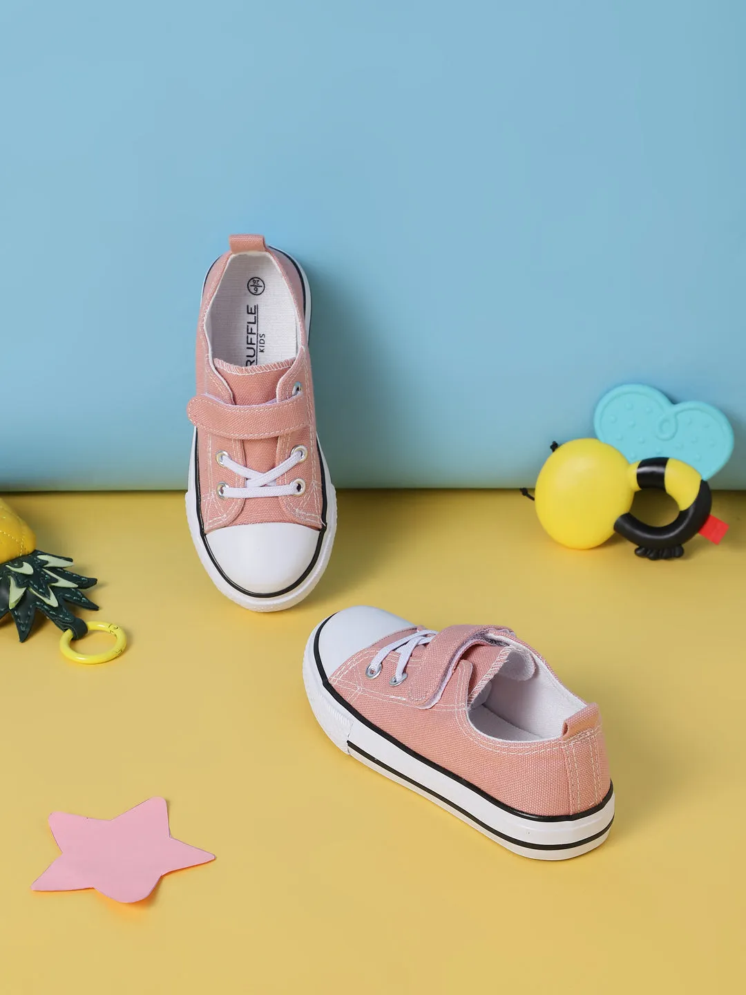 Pink Canvas Stylish Velcro Sneakers For Kids-Unisex (TC-VKCAN3-PNK)