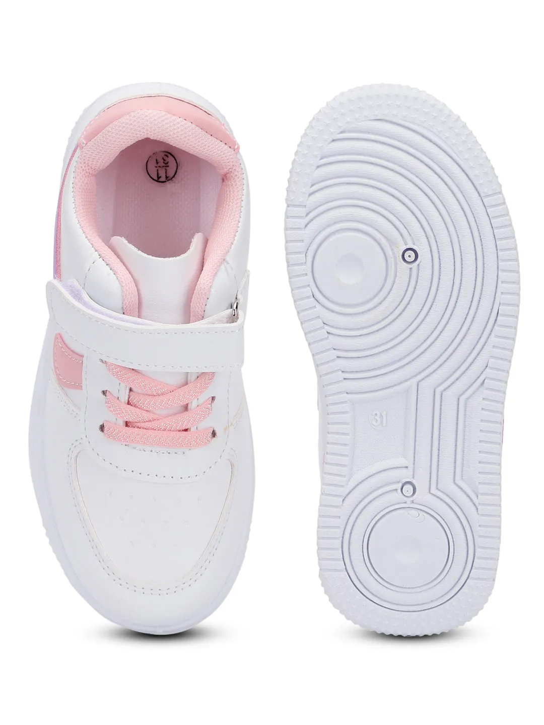 Pink PU Stylish Velcro Sneakers For Kids-Unisex (TC-RS3619-PNK)