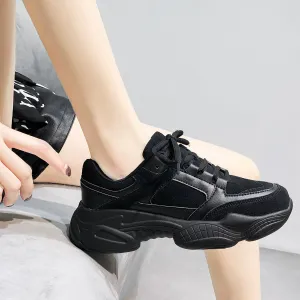 Platform Women Sneakers White  Spring Sport Thick Sole Lady Leisure Shoes Lace Up Comfortable Female Chunky Sneakers Fashion