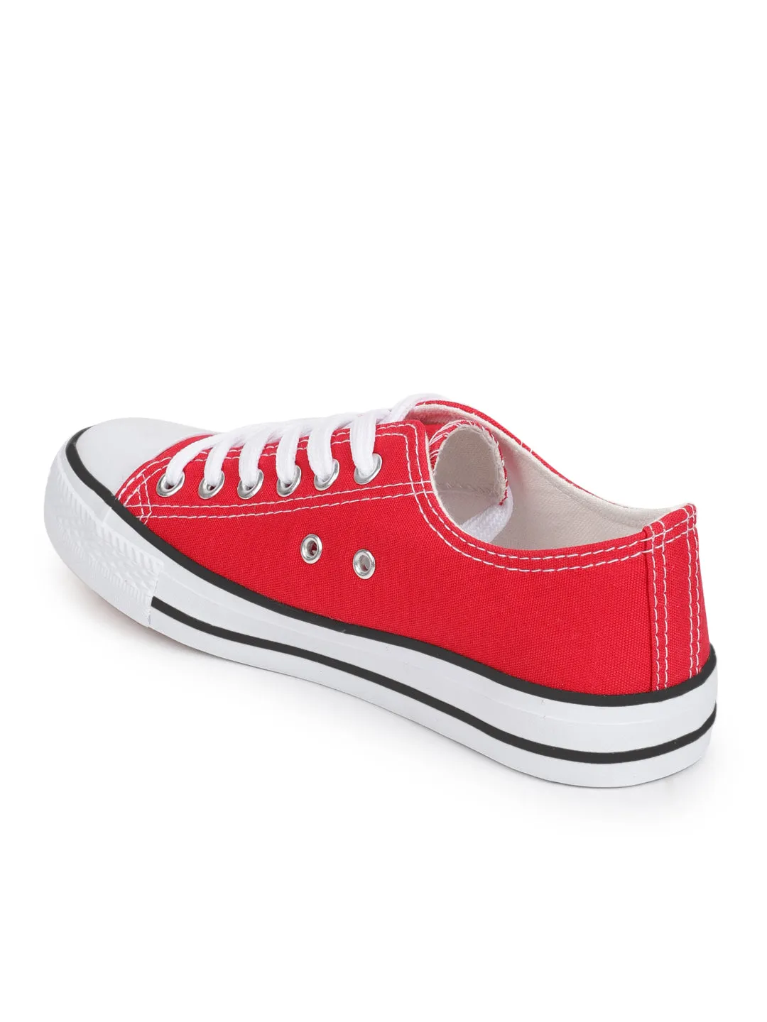 Red Canvas Stylish Lace-Up Sneakers For Kids-Unisex (TC-LKCAN3-RED)