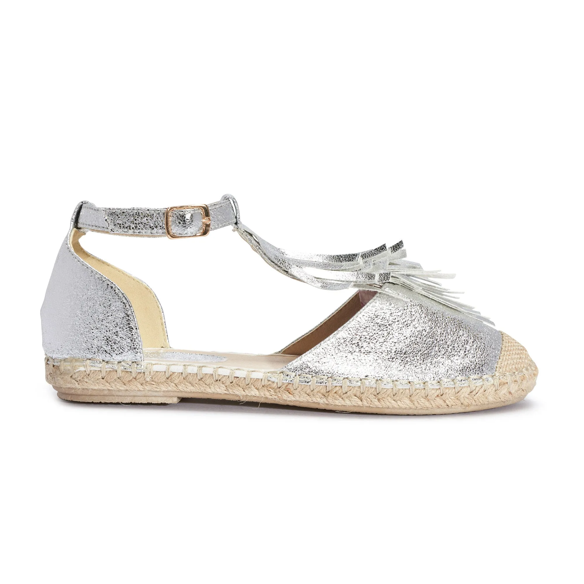 Silver Fringe Flat Sandal