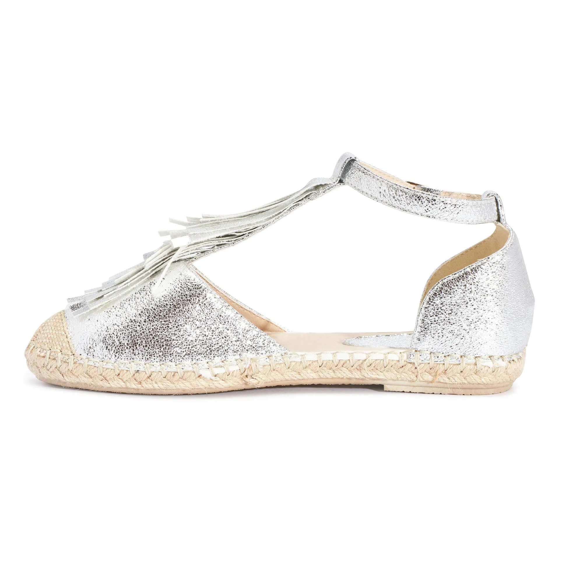 Silver Fringe Flat Sandal