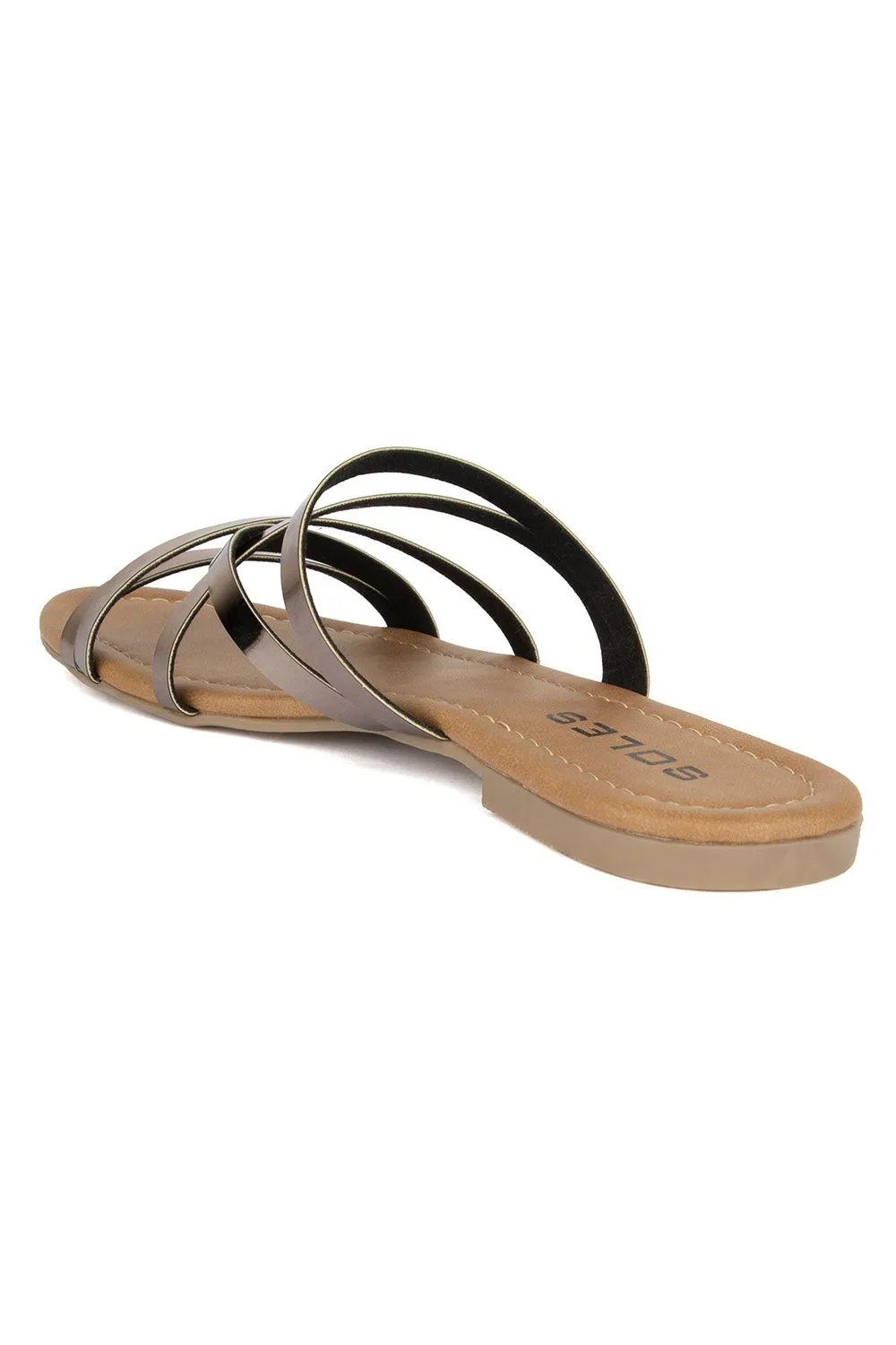 SOLES Metallic Flat Sandals - Luxurious Elegance