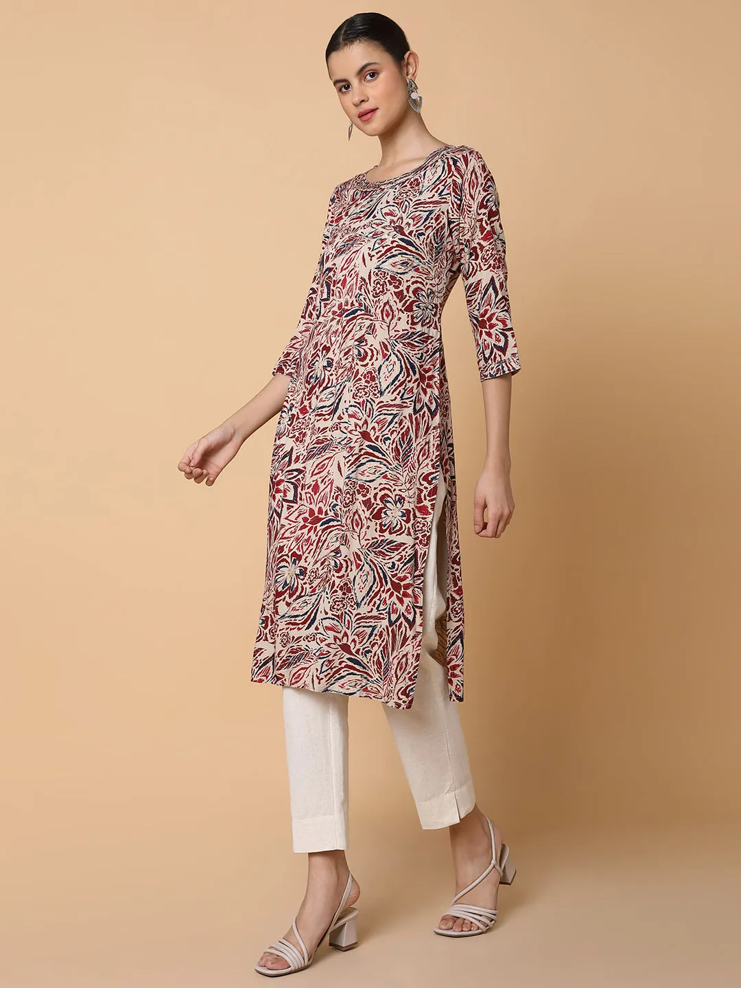 Women Floral Multi Straight Kurta