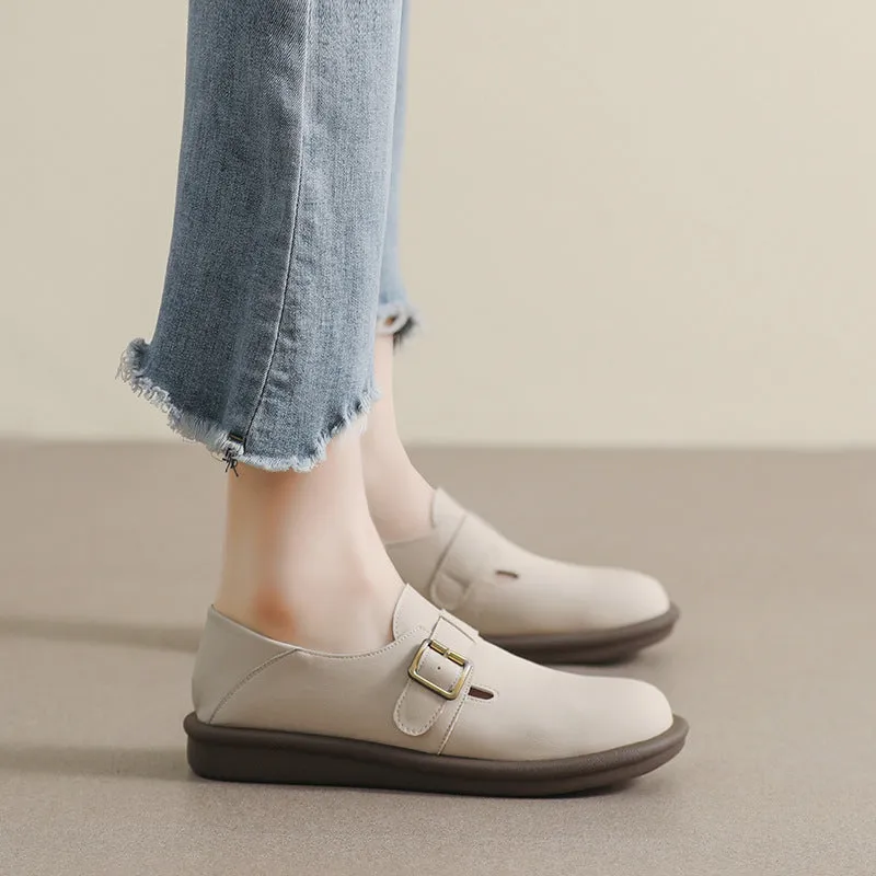 Women Minimalism Retro Soft Leather Casual Loafers