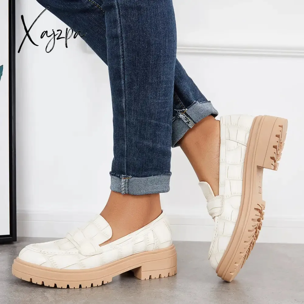 Xajzpa - Women Round Toe Platform Vintage Loafers