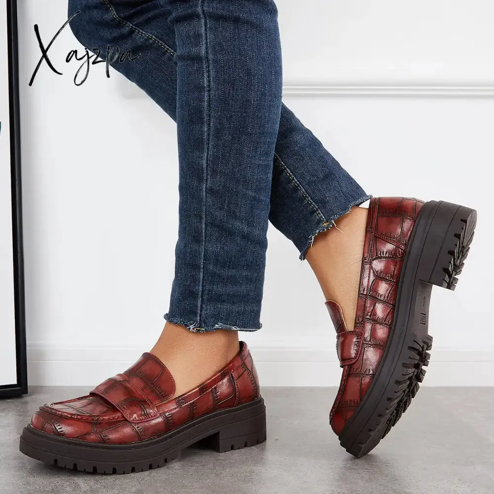 Xajzpa - Women Round Toe Platform Vintage Loafers